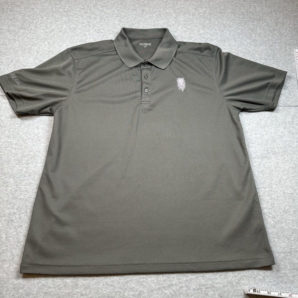 Clique Polo Mens XL Gray Performance Golf Shirt Leo At Law Logo